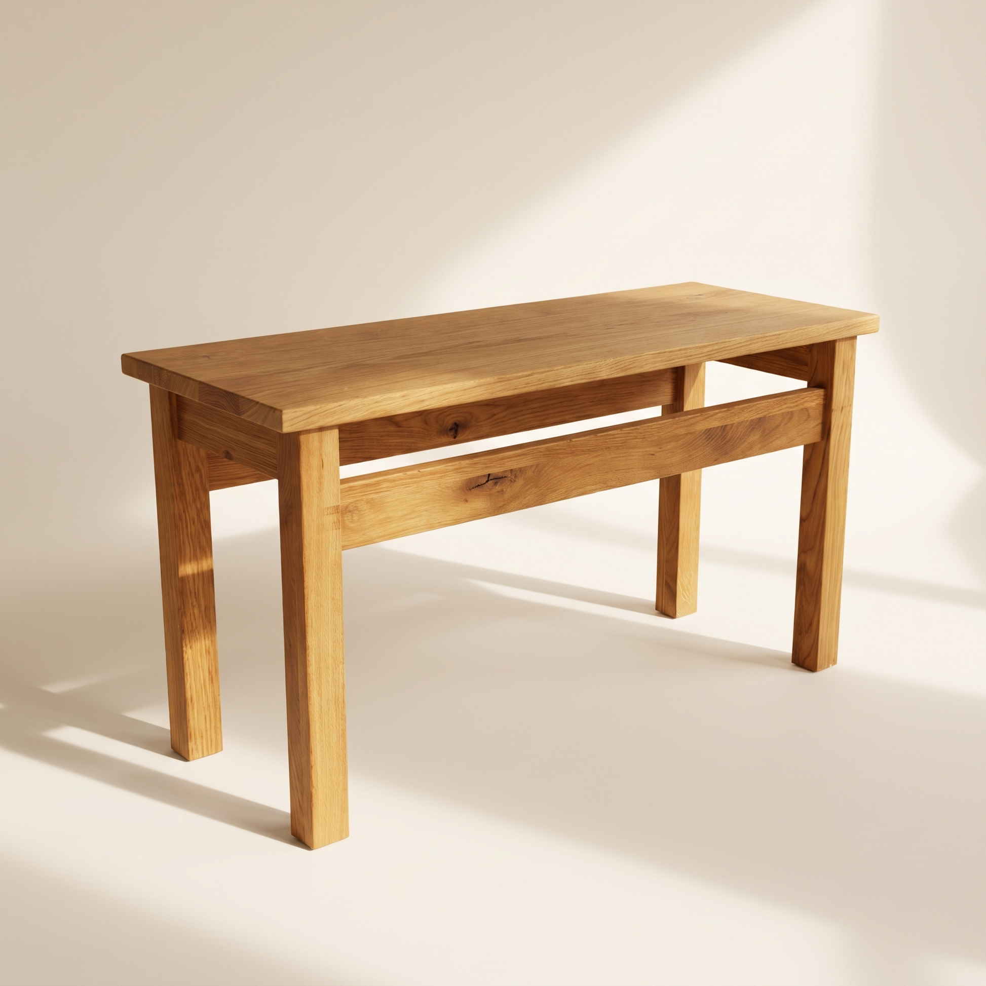 Sitzbank mit Querstrebe aus massiver Eiche, helles Studio