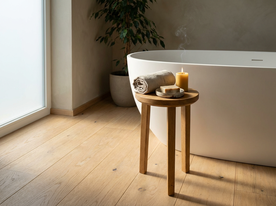 Beistelltisch Eiche massiv rund - sz9 kontext im badezimmer