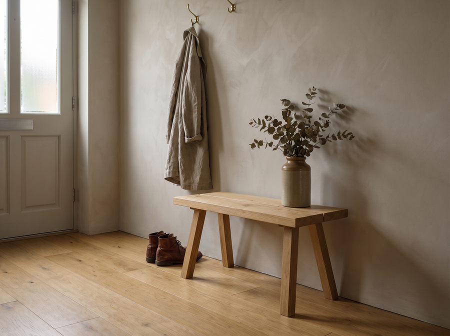 Sitzbank Flurbank mit Spalt im Sitzblatt - sz1 scandinavian hallway