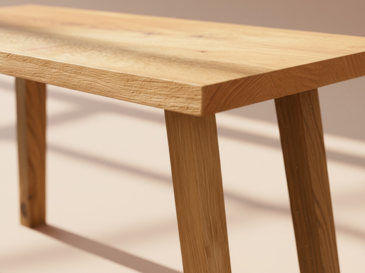 Nahaufnahme der Eichenholz-Maserung und Handwerksqualität